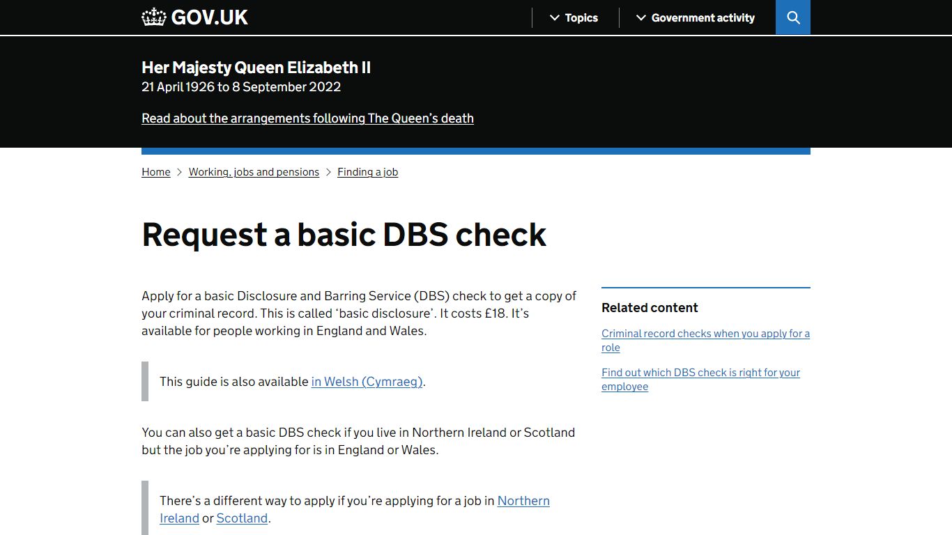 Request a basic DBS check - GOV.UK